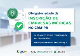 No dia 24, CRCPR e Conselho Regional de Medicina do Paraná realizam live 