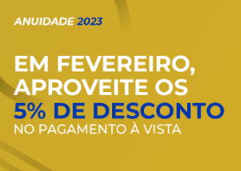 Anuidade: prazo final para desconto de cota única para o mês de fevereiro encerra-se dia 28
