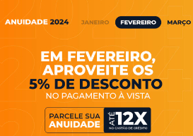 Anuidade 2024: pagamento pode ser realizado com 5% de desconto até 29 de fevereiro