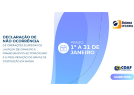 Coaf: aberto o prazo para envio da Declaração de Não Ocorrência ao CFC