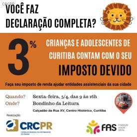 CRCPR e FAS incentivam contribuintes a destinar imposto de renda devido aos Fundos da Infância e Adolescência