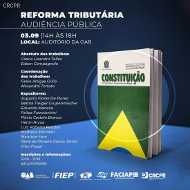 Reforma Tributária será discutida na OAB Paraná na próxima terça-feira (3/9)