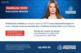 Profissional contábil do Paraná e seus dependentes têm isenção da taxa de inscrição do Vestibular de Verão 2020 da UP