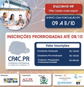 CPAC.PR tem suas inscrições prorrogadas até 8/10