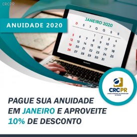 Encerra-se nesta semana o prazo de pagamento da anuidade do CRCPR com 10% de desconto