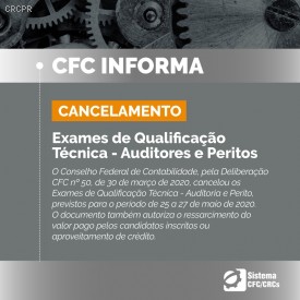 Cancelados os Exames de Qualificação Técnica para Auditores e Peritos