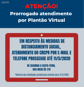 Plantão Virtual do CRCPR continuará atendendo até o retorno dos serviços presenciais