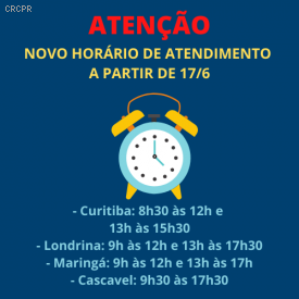 Conforme Decreto Municipal, sede do CRCPR em Curitiba tem alteração de horário para atendimento presencial